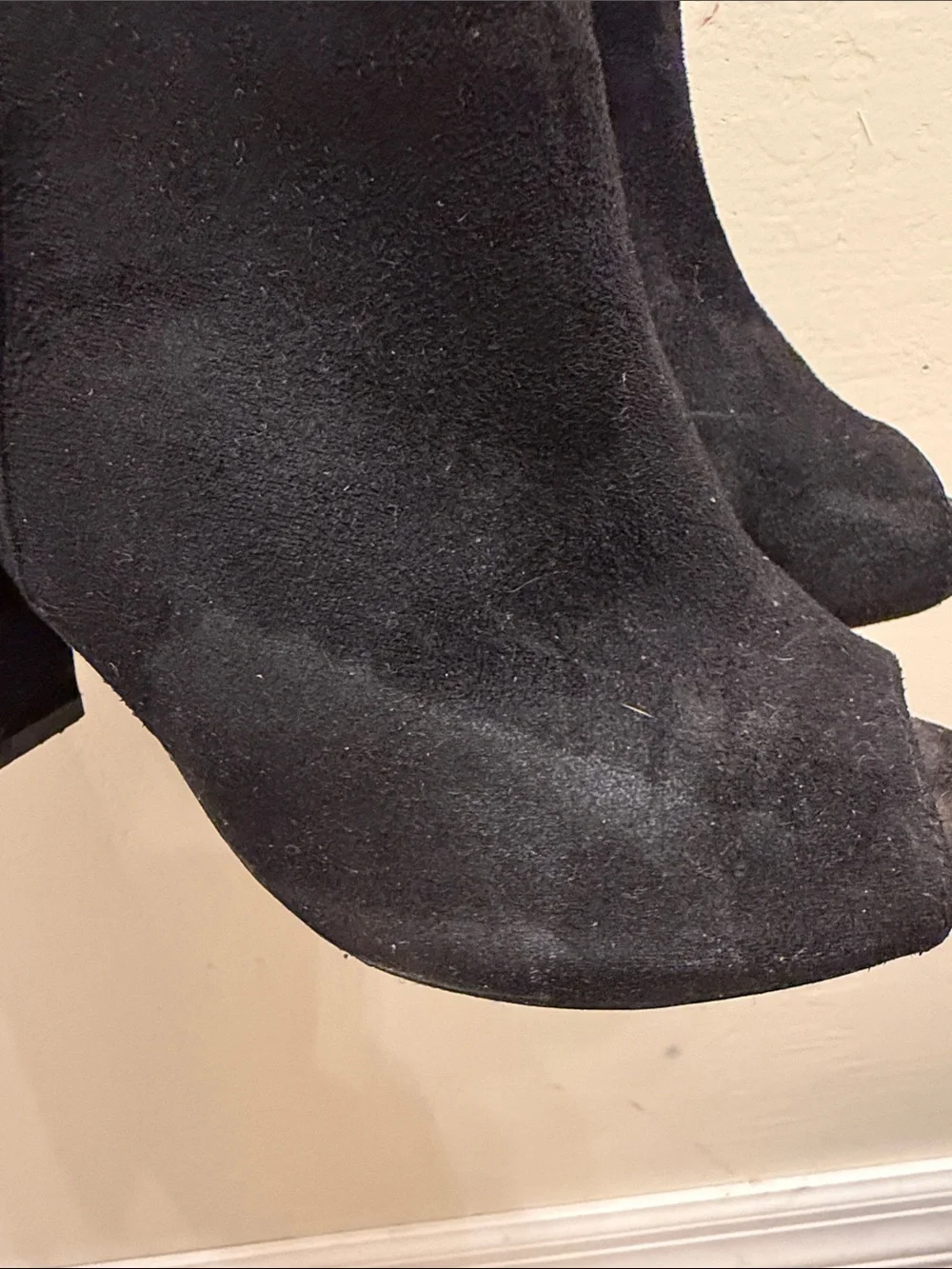 Windsor Black Over-the-Knee Peep-Toe Women’s Boots
